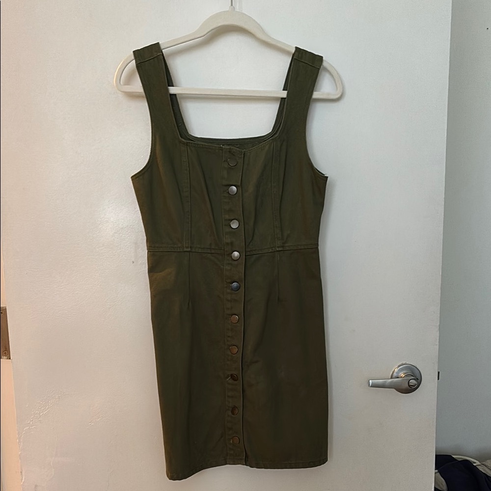 Olive Green Button-Down Dress